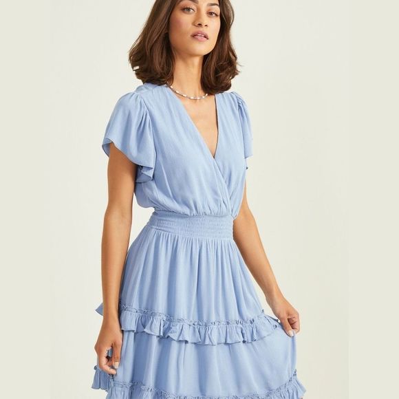 Altar'd State Dresses & Skirts - Altar’d State Avalina Ruffled Dress In Blue Sold Out In This Color Size Medium